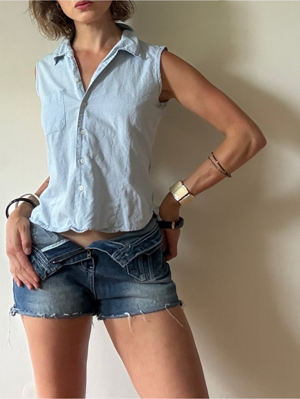 Sleeveless 100% cotton Button-Down — Bugle Boy, Vintage